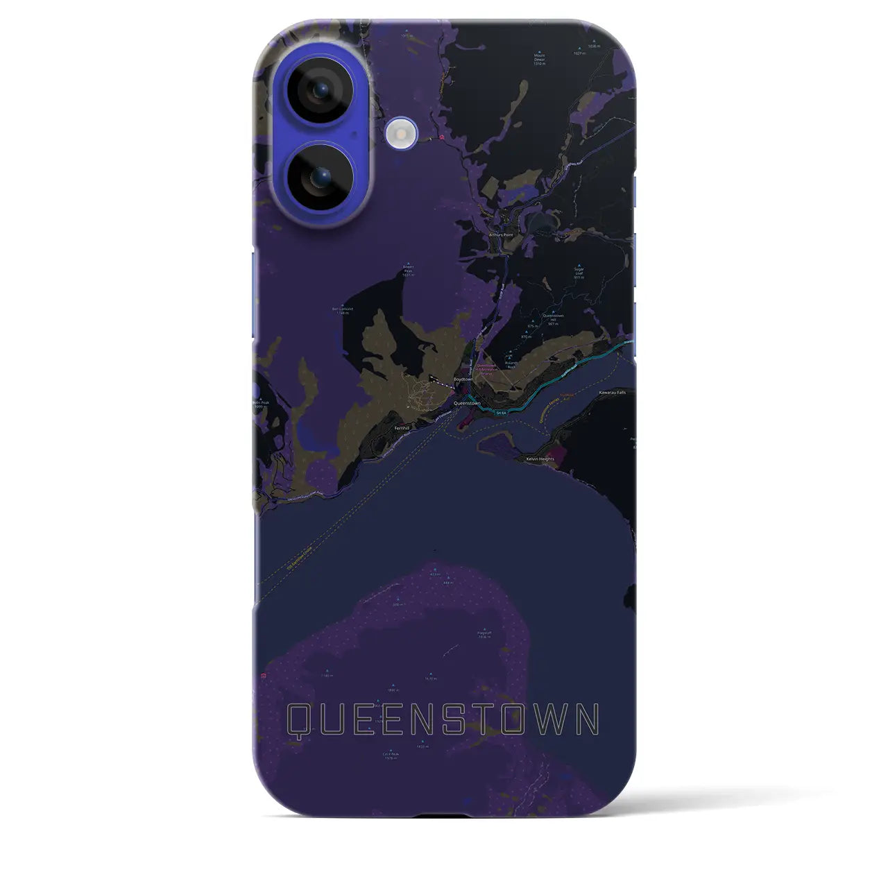 【クイーンズタウン(ニュージーランド)】地図柄iPhoneケース(バックカバータイプ)