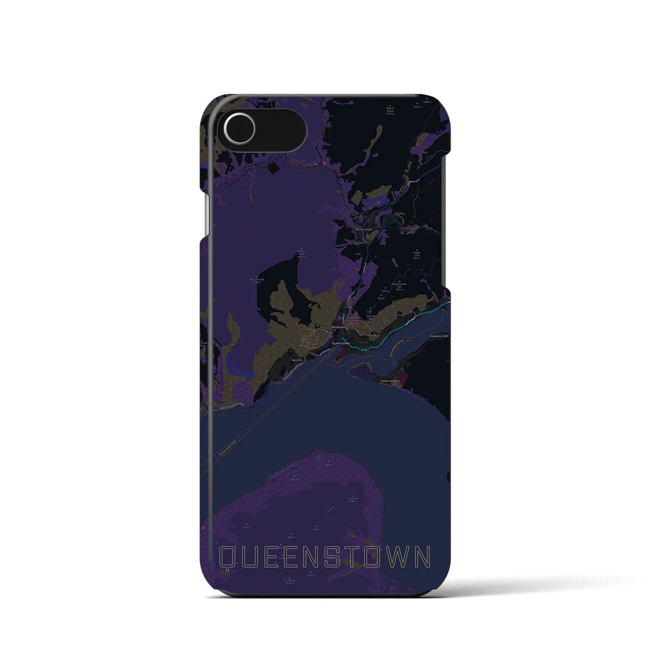 【クイーンズタウン(ニュージーランド)】地図柄iPhoneケース(バックカバータイプ)