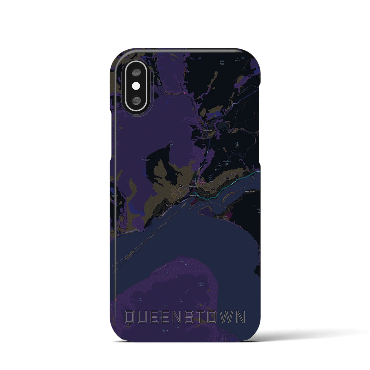【クイーンズタウン(ニュージーランド)】地図柄iPhoneケース(バックカバータイプ)