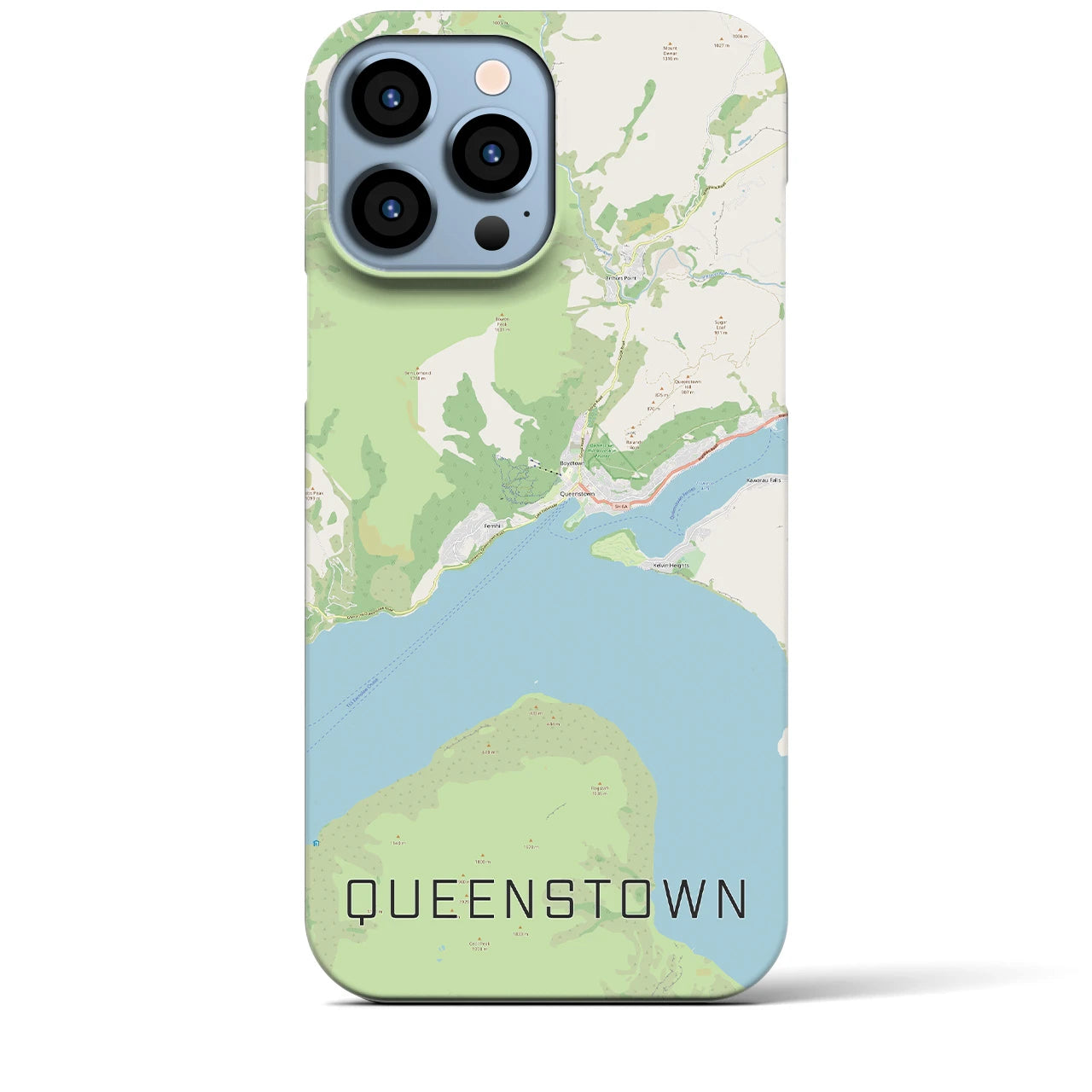 【クイーンズタウン(ニュージーランド)】地図柄iPhoneケース(バックカバータイプ)