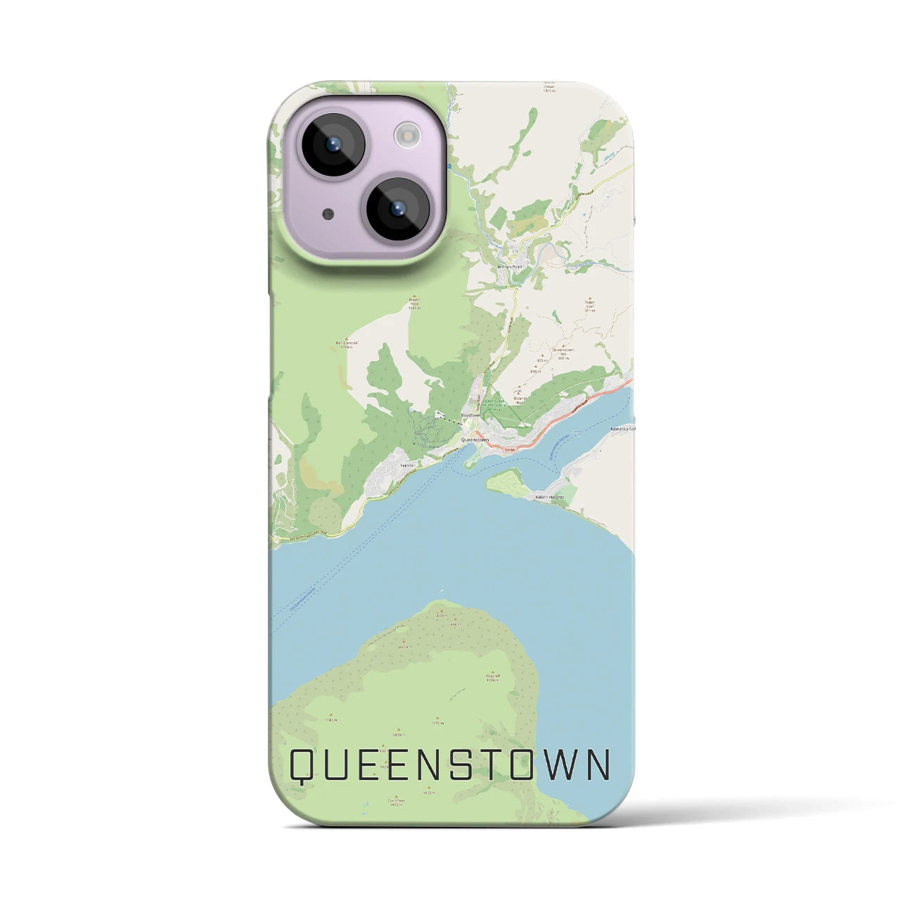 【クイーンズタウン(ニュージーランド)】地図柄iPhoneケース(バックカバータイプ)