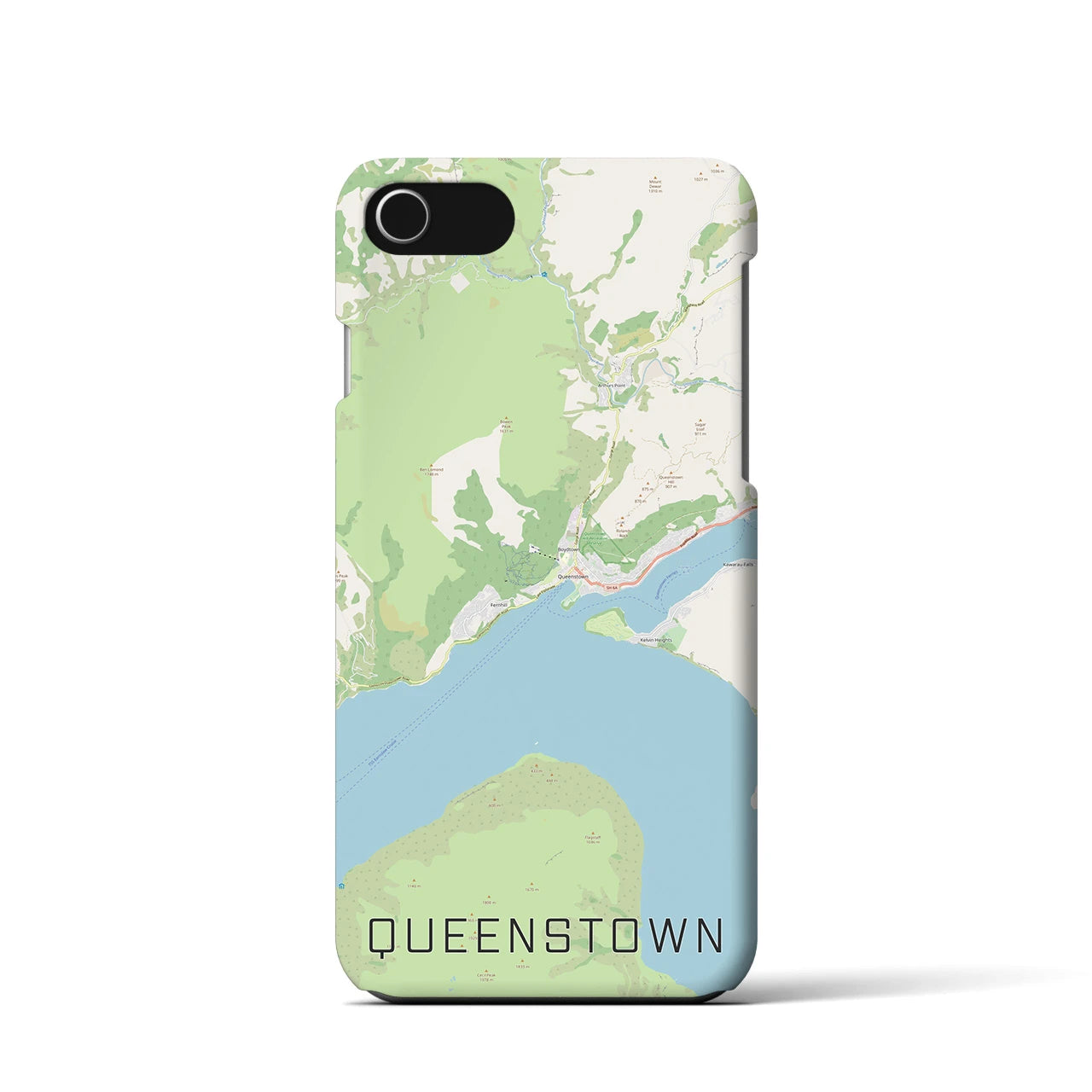 【クイーンズタウン(ニュージーランド)】地図柄iPhoneケース(バックカバータイプ)