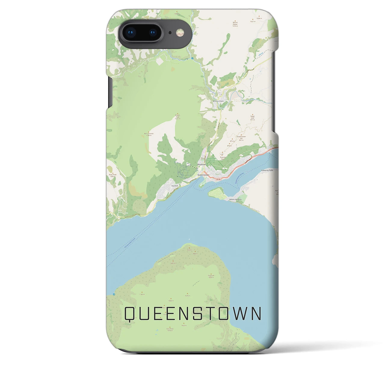 【クイーンズタウン(ニュージーランド)】地図柄iPhoneケース(バックカバータイプ)