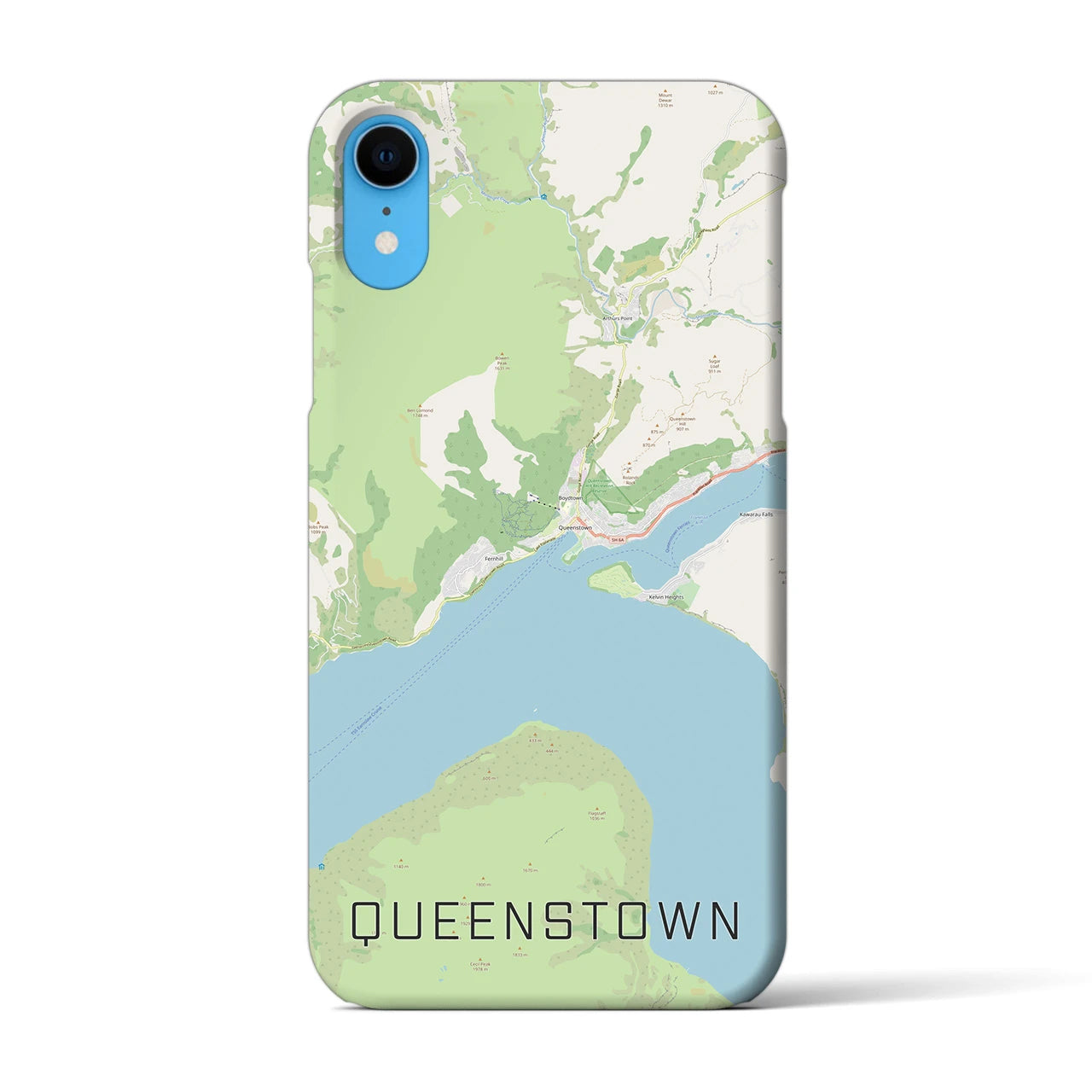 【クイーンズタウン(ニュージーランド)】地図柄iPhoneケース(バックカバータイプ)