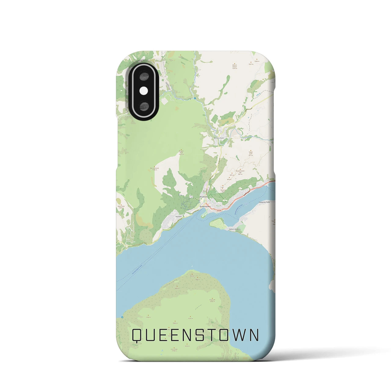 【クイーンズタウン(ニュージーランド)】地図柄iPhoneケース(バックカバータイプ)