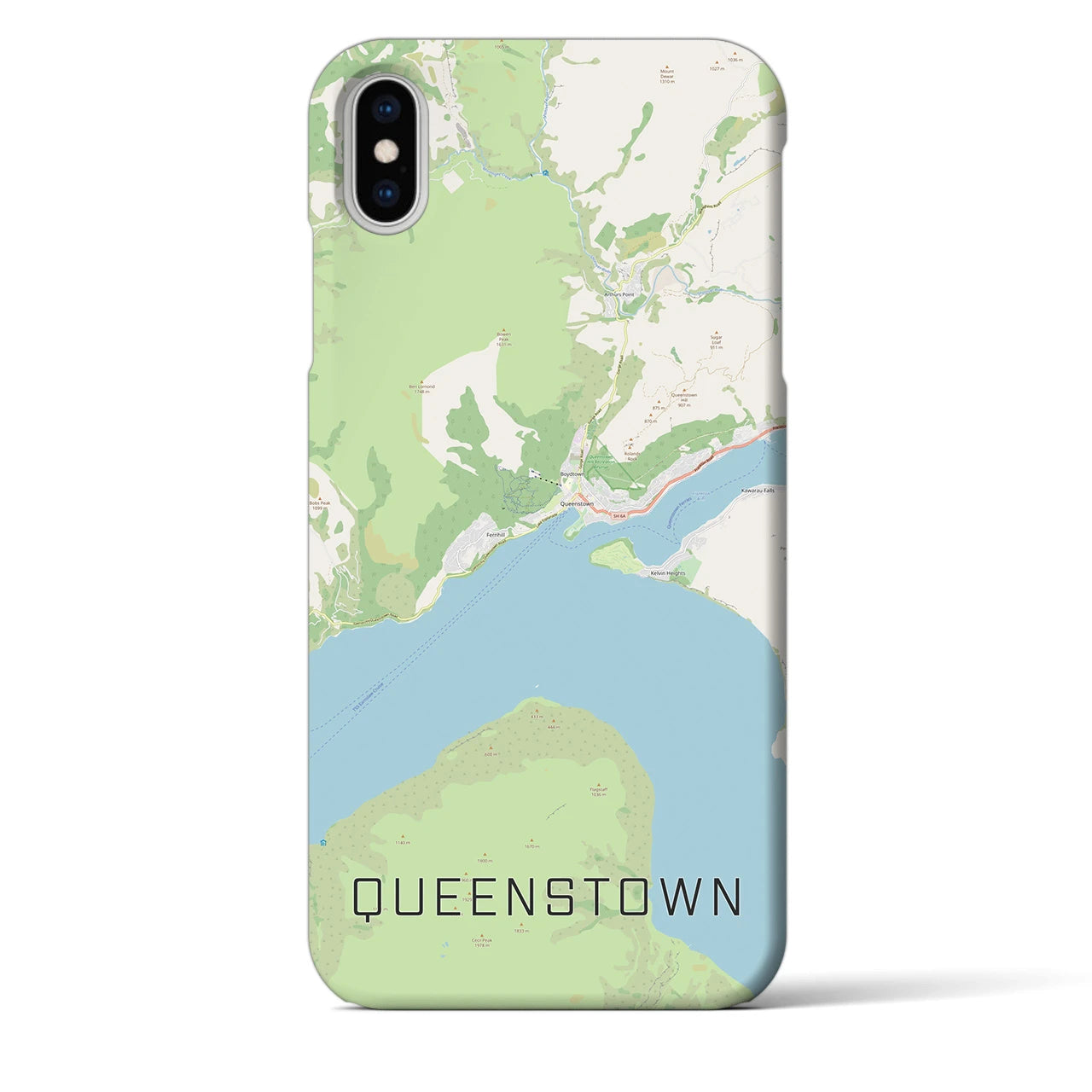【クイーンズタウン(ニュージーランド)】地図柄iPhoneケース(バックカバータイプ)