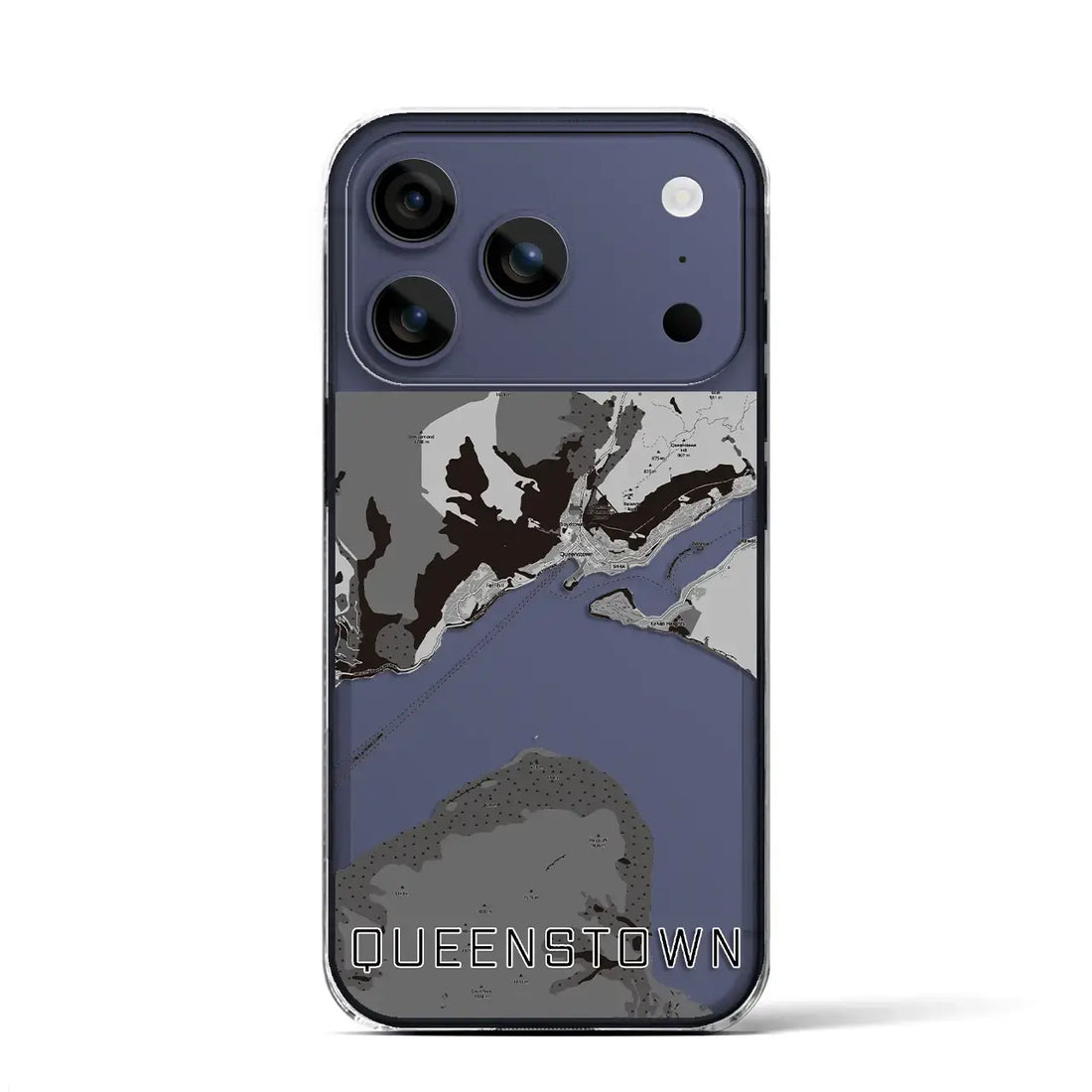 【クイーンズタウン(ニュージーランド)】地図柄iPhoneケース(クリアタイプ)