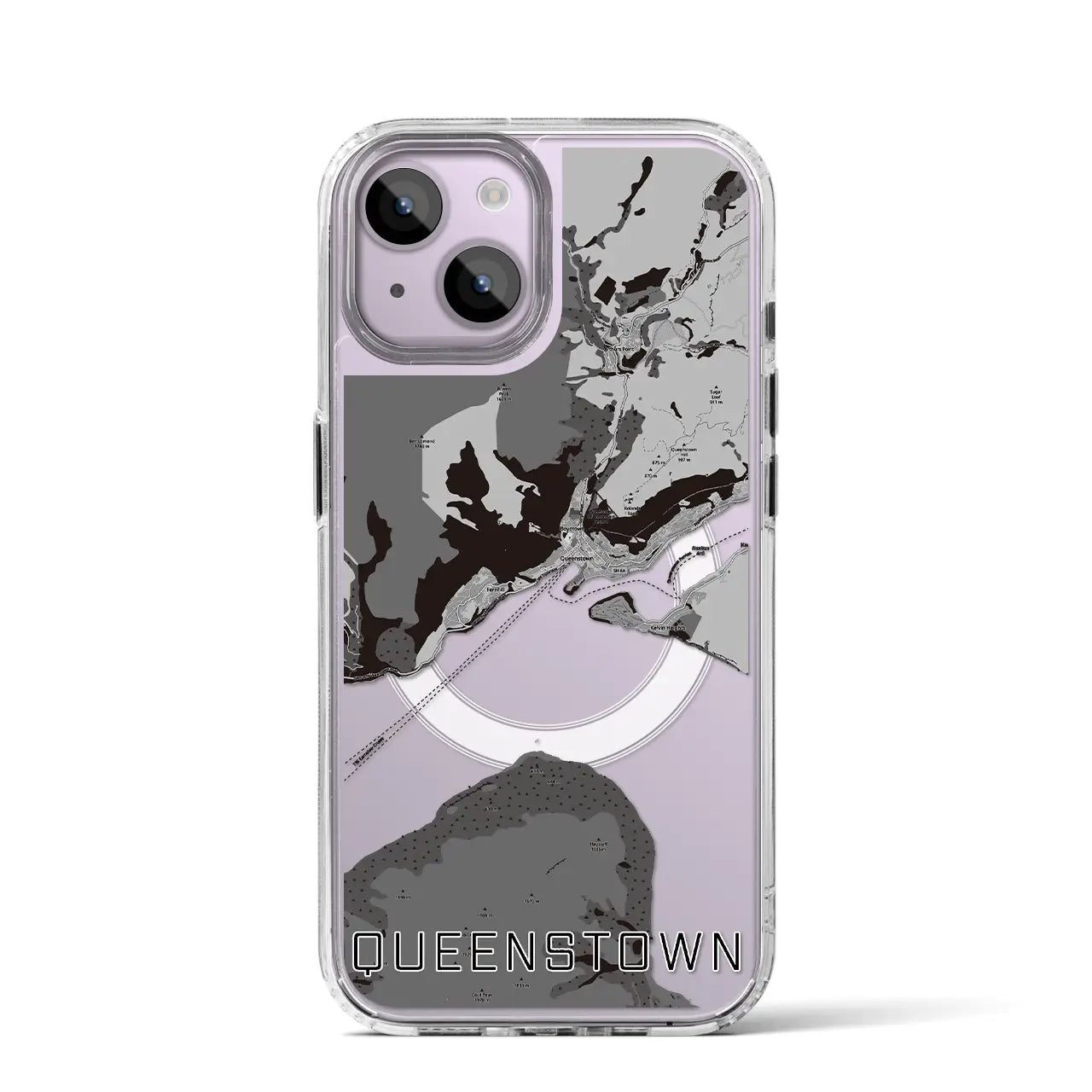 【クイーンズタウン(ニュージーランド)】地図柄iPhoneケース(MagSafeタイプ)