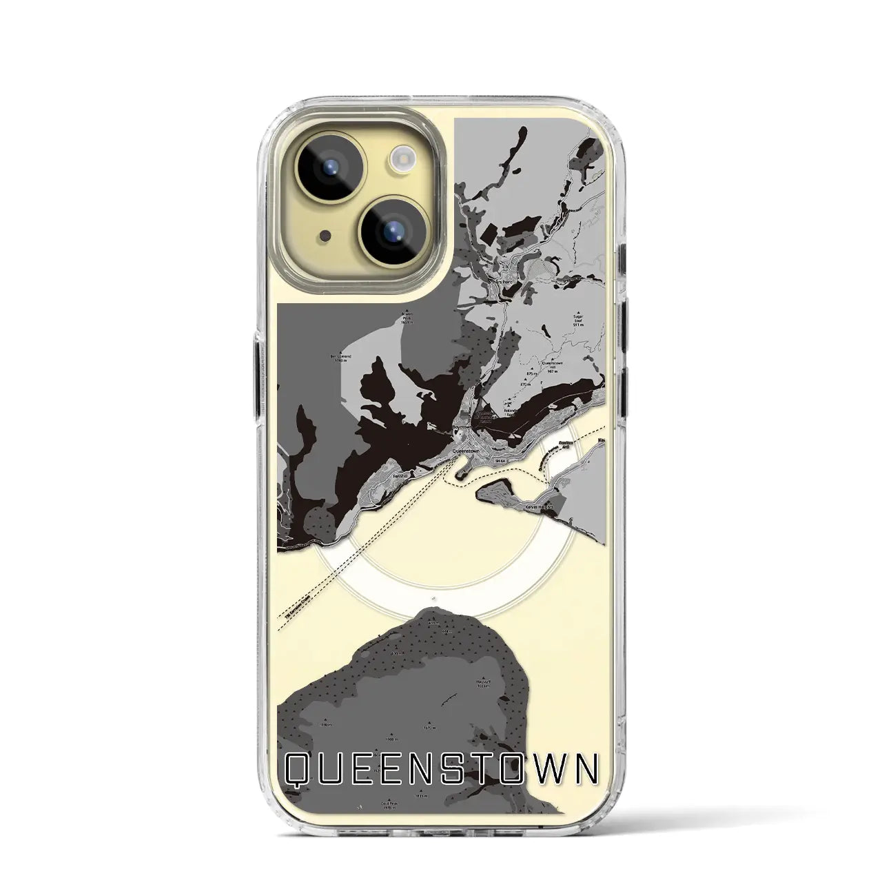 【クイーンズタウン(ニュージーランド)】地図柄iPhoneケース(MagSafeタイプ)