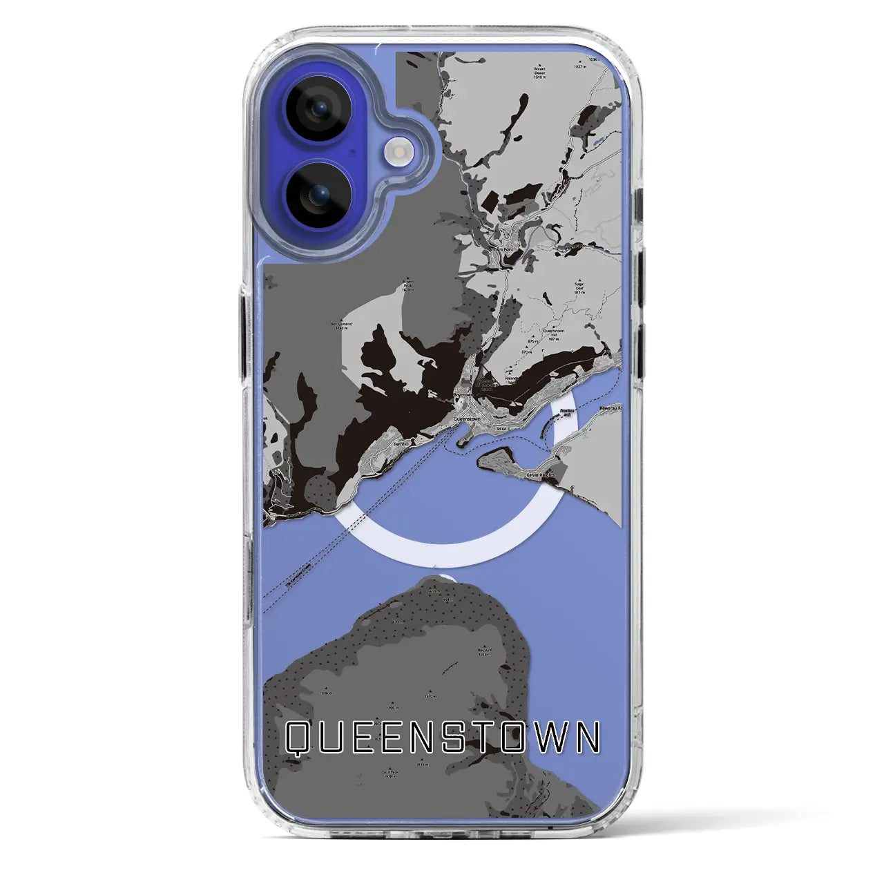 【クイーンズタウン(ニュージーランド)】地図柄iPhoneケース(MagSafeタイプ)