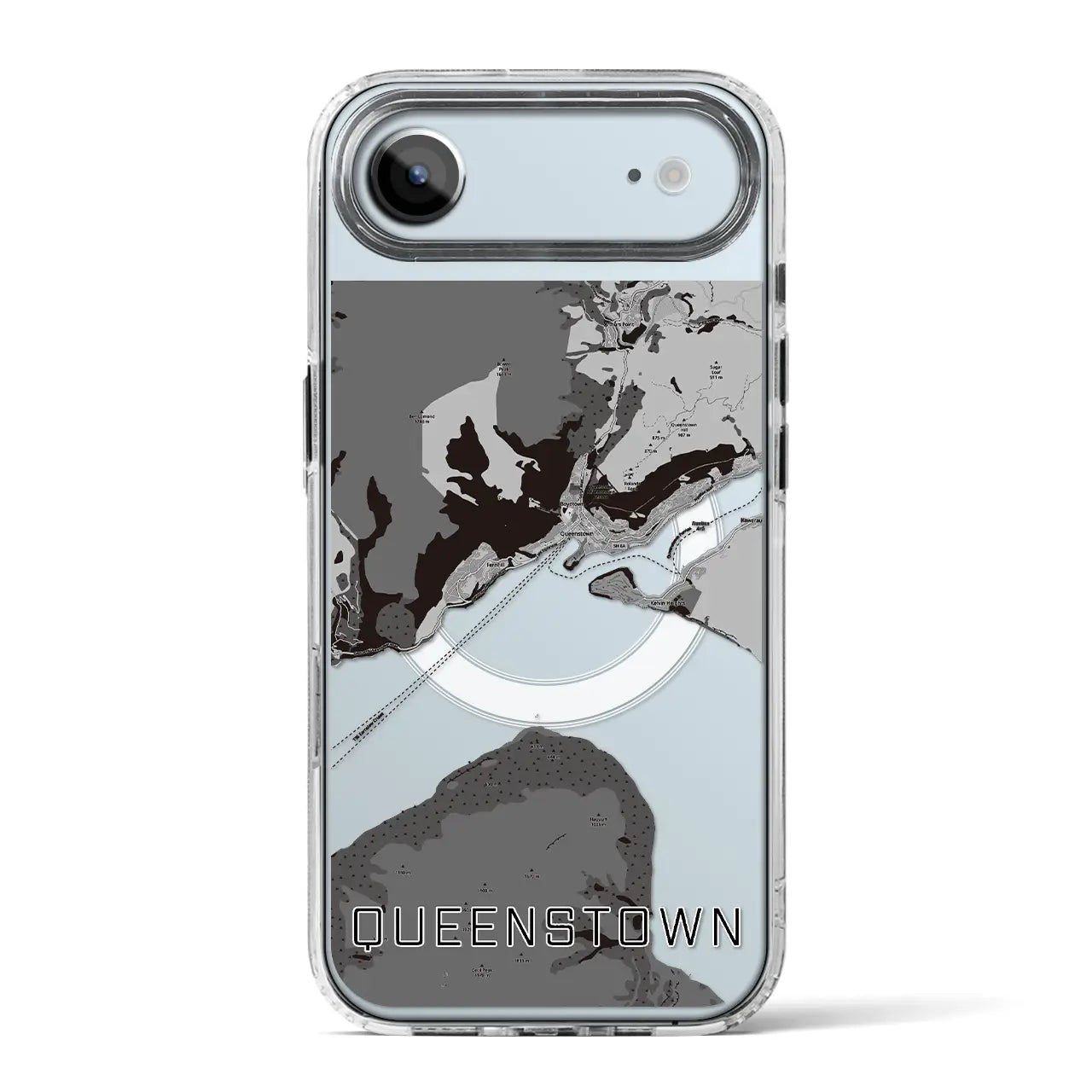 【クイーンズタウン(ニュージーランド)】地図柄iPhoneケース(MagSafeタイプ)