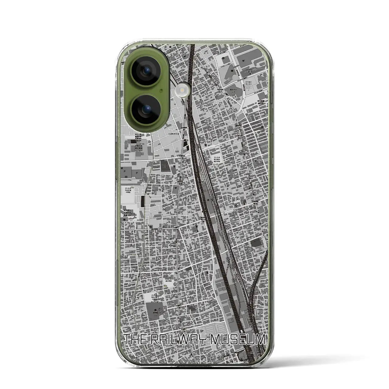 【鉄道博物館(埼玉県)】地図柄iPhoneケース(クリアタイプ)モノトーン・iPhone 17 Pro Max 用