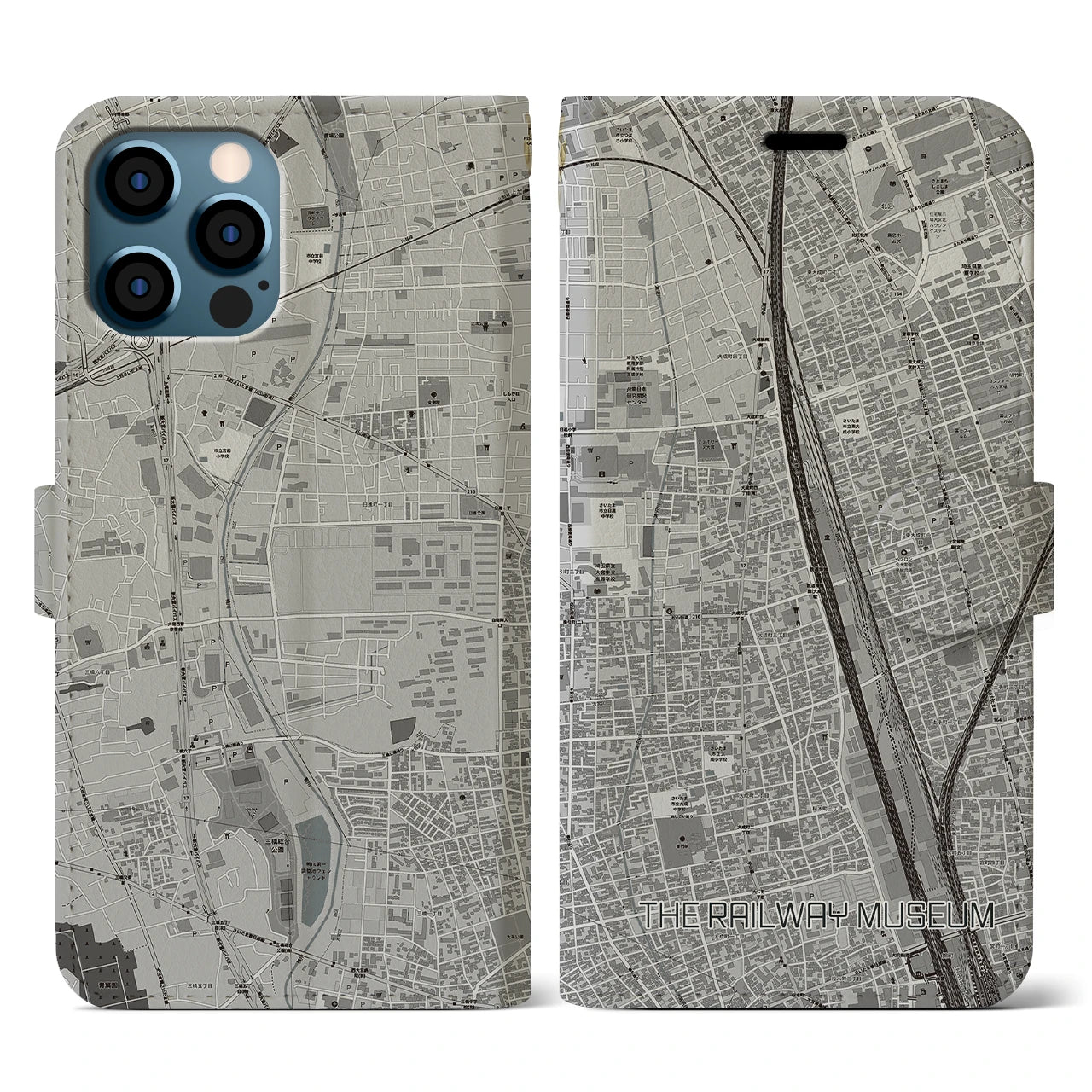 【鉄道博物館(埼玉県)】地図柄iPhoneケース(手帳タイプ)