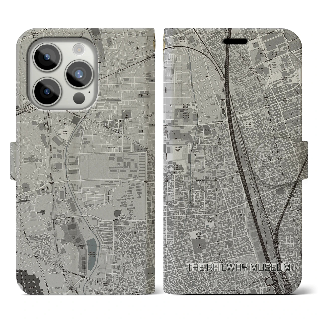 【鉄道博物館(埼玉県)】地図柄iPhoneケース(手帳タイプ)