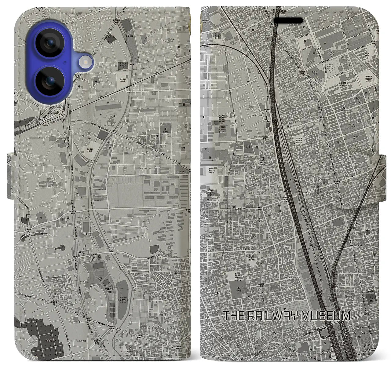 【鉄道博物館(埼玉県)】地図柄iPhoneケース(手帳タイプ)