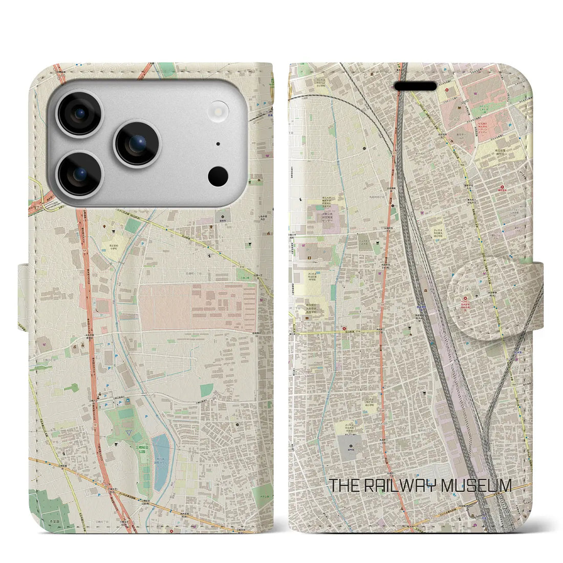 【鉄道博物館(埼玉県)】地図柄iPhoneケース(手帳タイプ)ナチュラル・iPhone 17 Pro Max 用