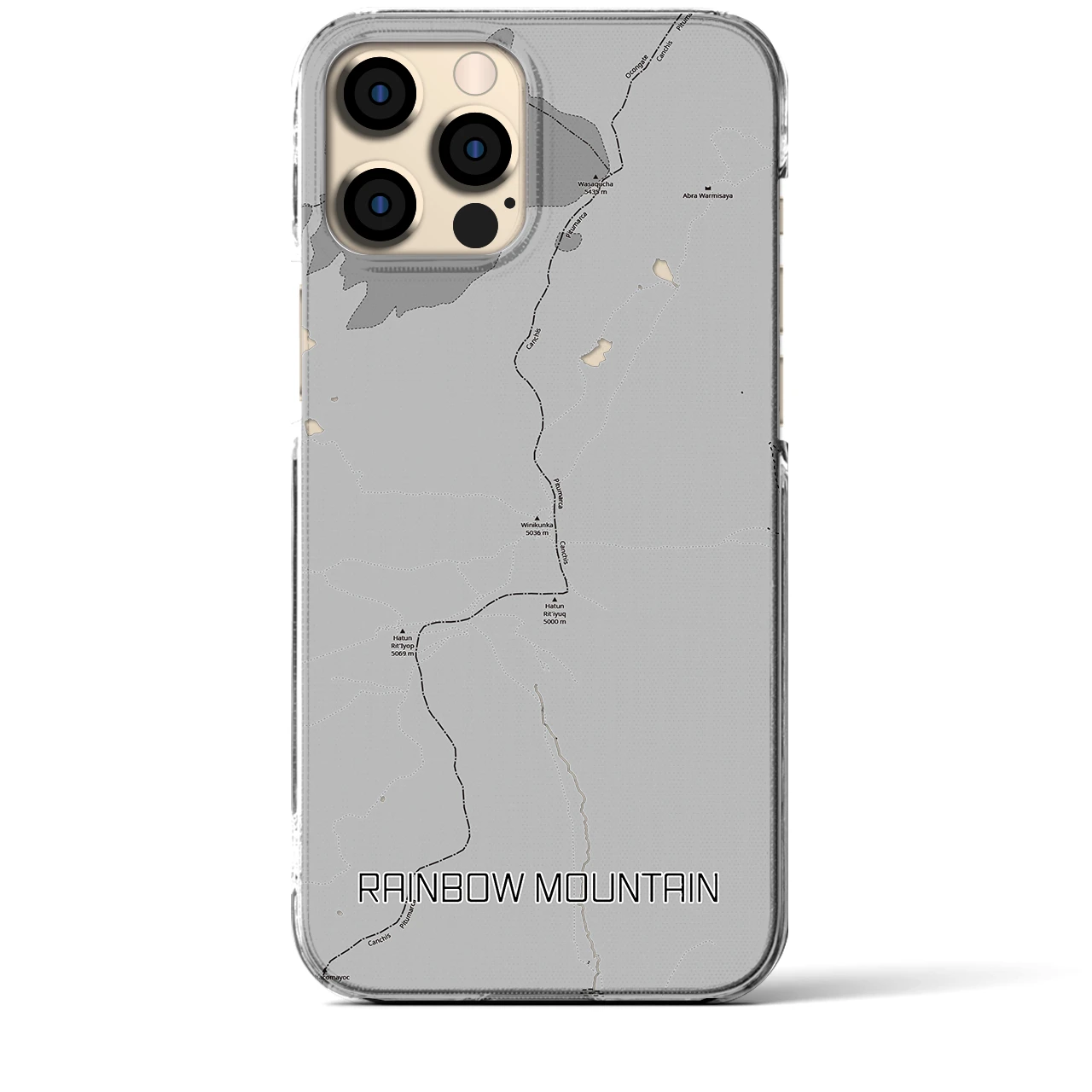 【レインボーマウンテン(ペルー)】地図柄iPhoneケース(クリアタイプ)
