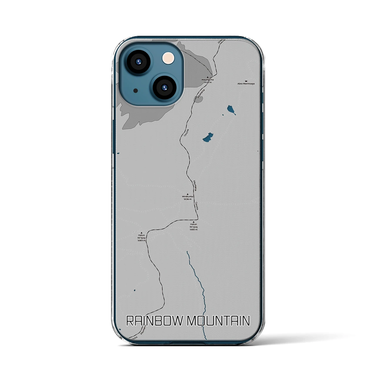 【レインボーマウンテン(ペルー)】地図柄iPhoneケース(クリアタイプ)
