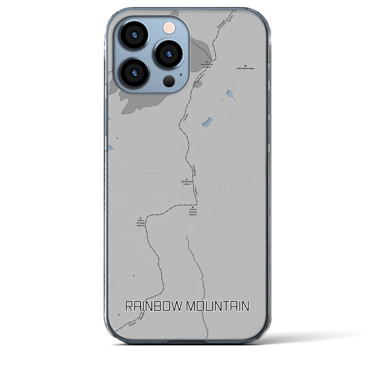 【レインボーマウンテン(ペルー)】地図柄iPhoneケース(クリアタイプ)
