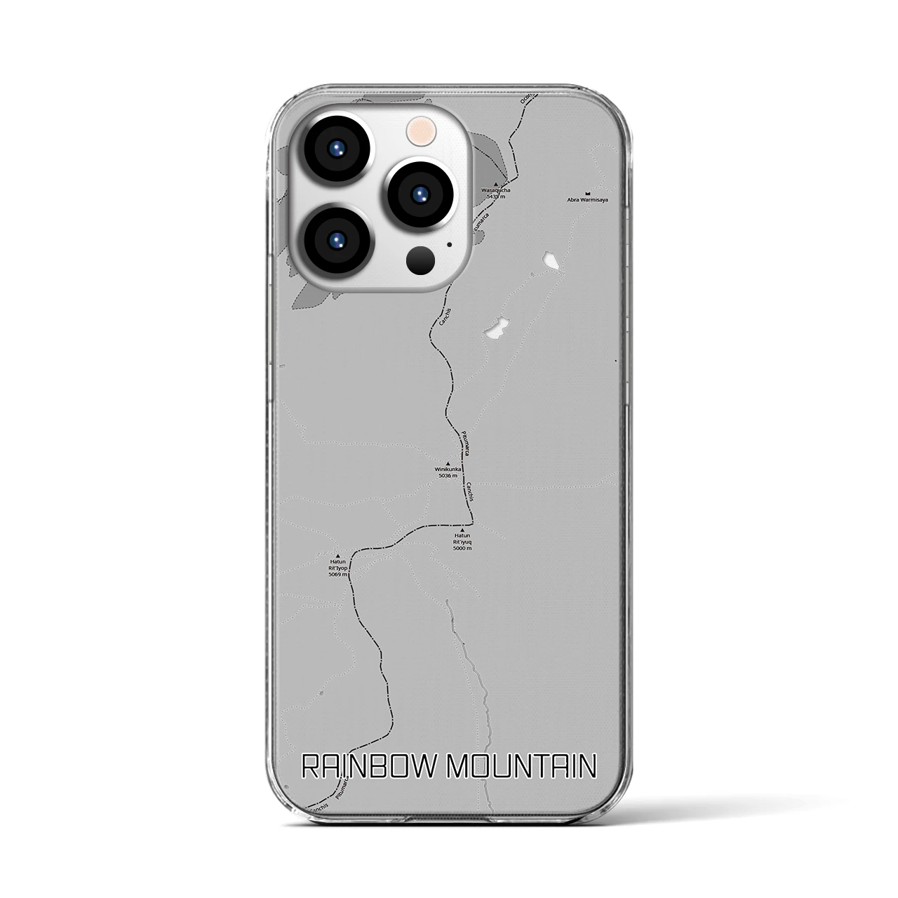 【レインボーマウンテン(ペルー)】地図柄iPhoneケース(クリアタイプ)