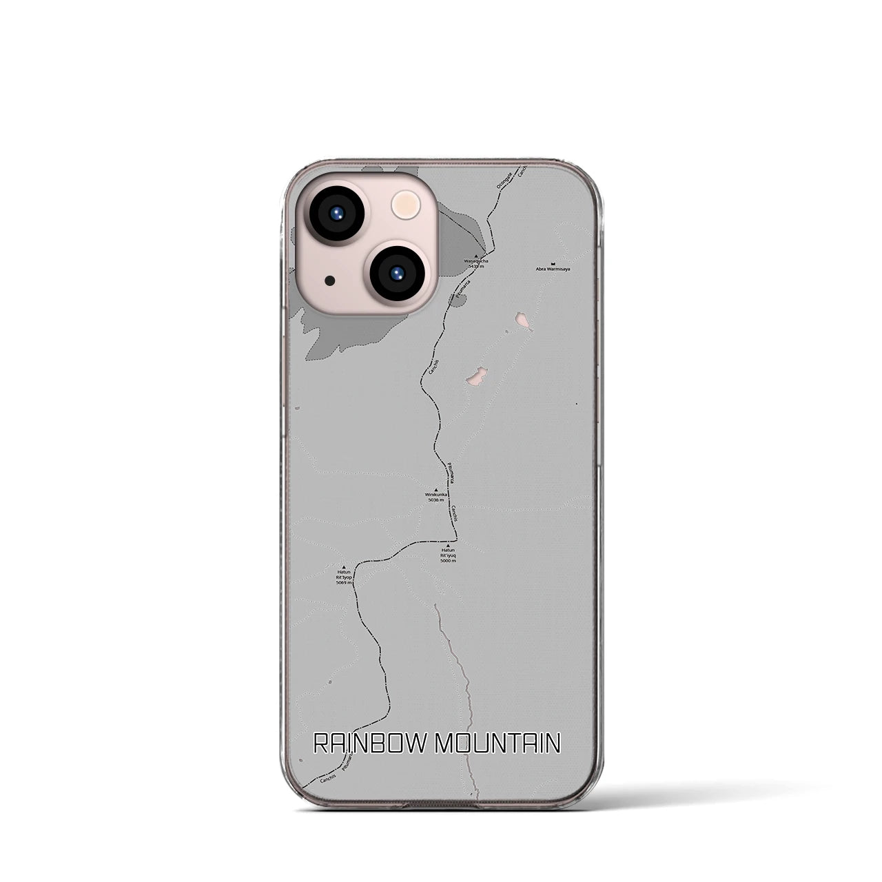 【レインボーマウンテン(ペルー)】地図柄iPhoneケース(クリアタイプ)