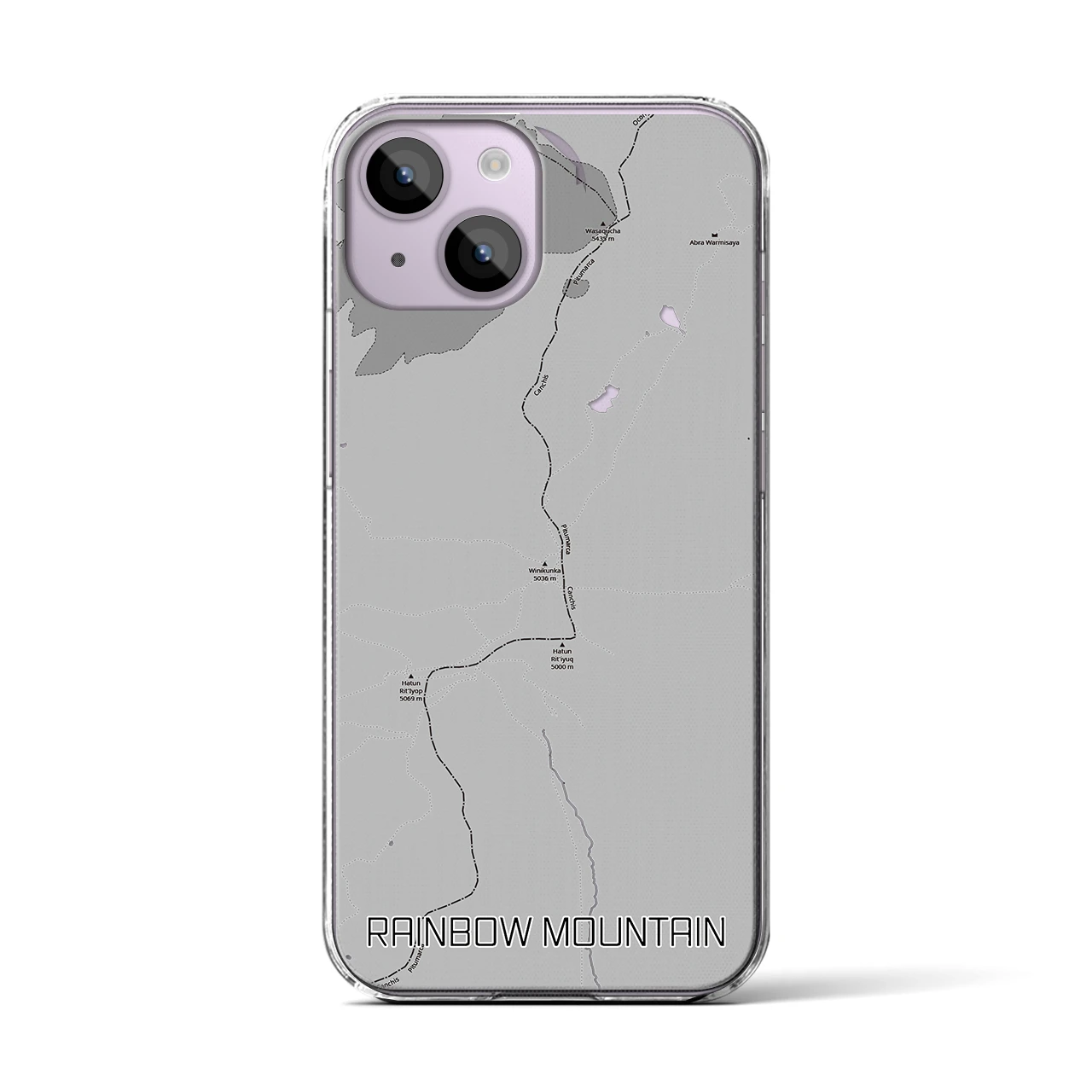 【レインボーマウンテン(ペルー)】地図柄iPhoneケース(クリアタイプ)