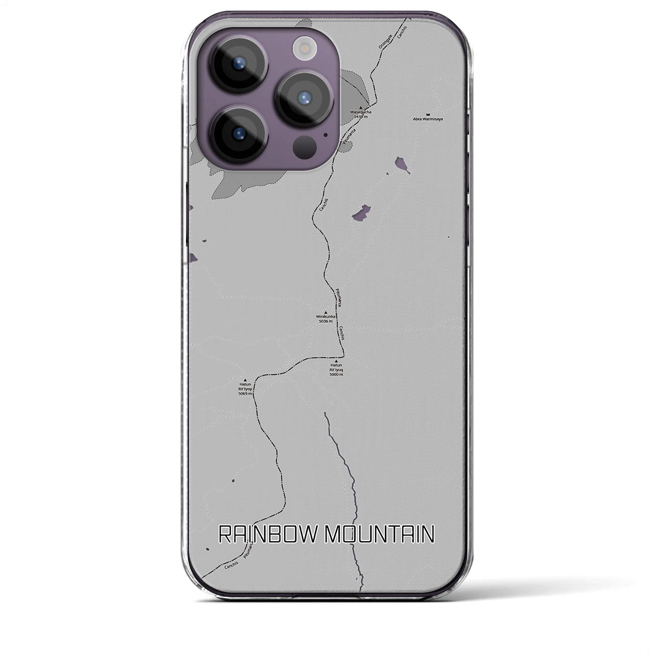 【レインボーマウンテン(ペルー)】地図柄iPhoneケース(クリアタイプ)