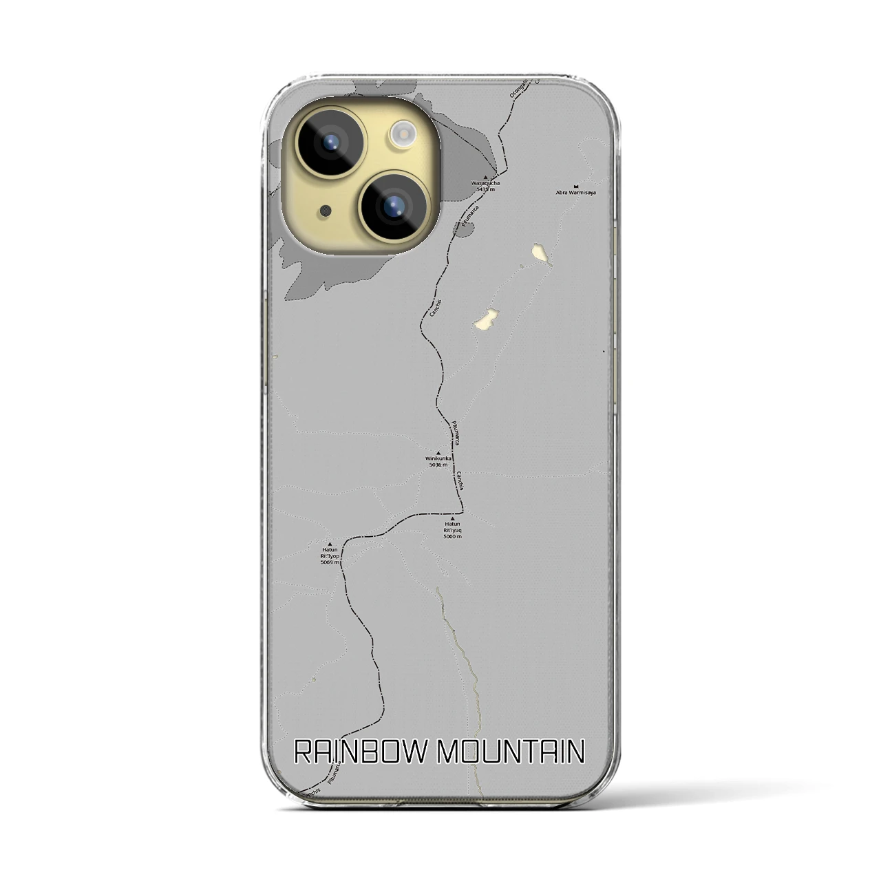 【レインボーマウンテン(ペルー)】地図柄iPhoneケース(クリアタイプ)