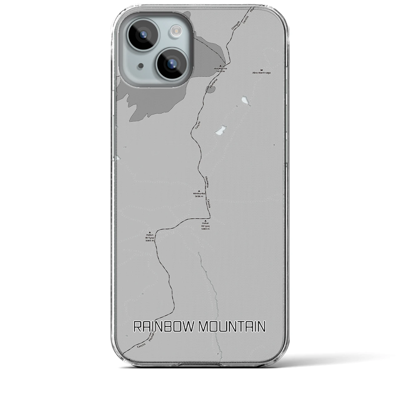 【レインボーマウンテン(ペルー)】地図柄iPhoneケース(クリアタイプ)