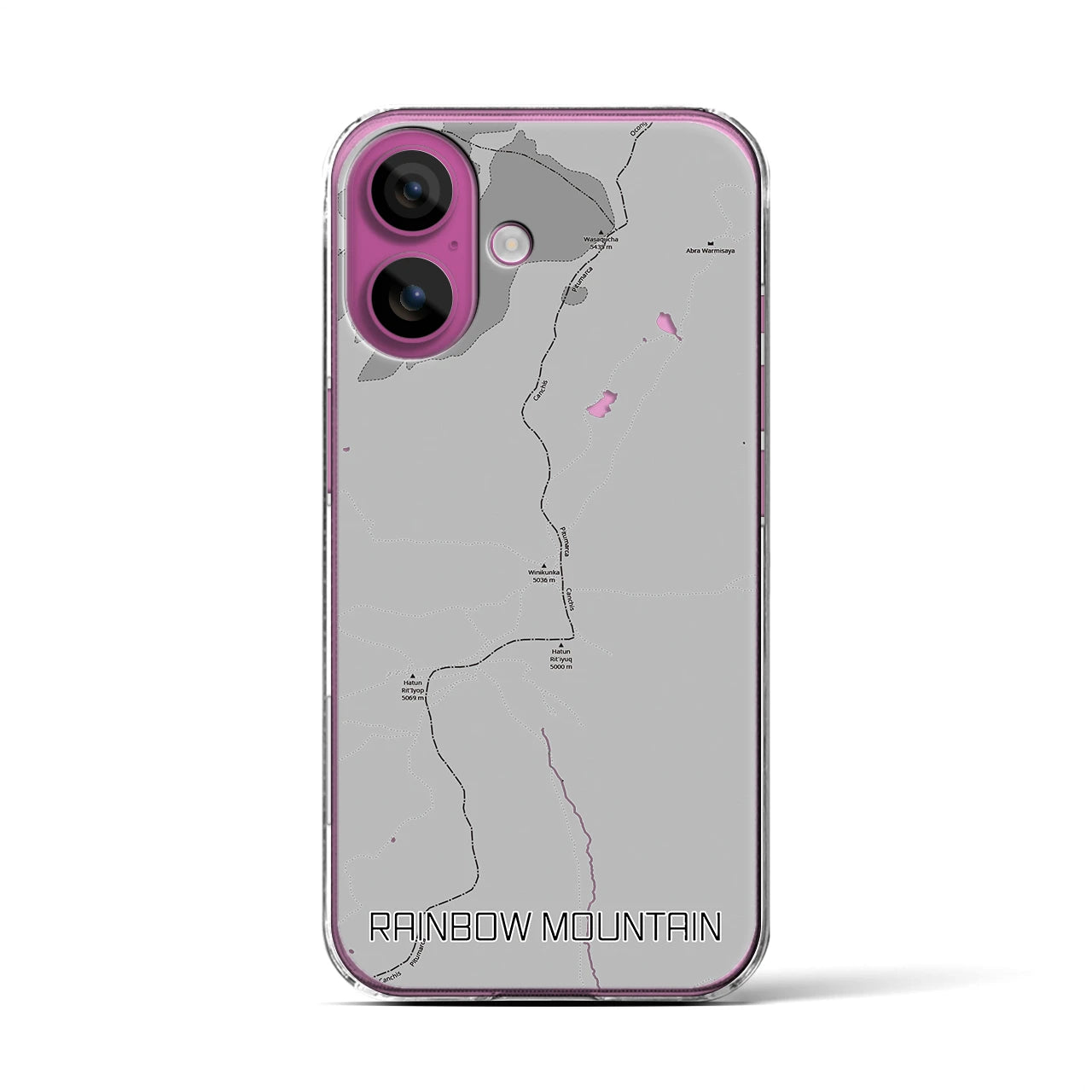 【レインボーマウンテン(ペルー)】地図柄iPhoneケース(クリアタイプ)