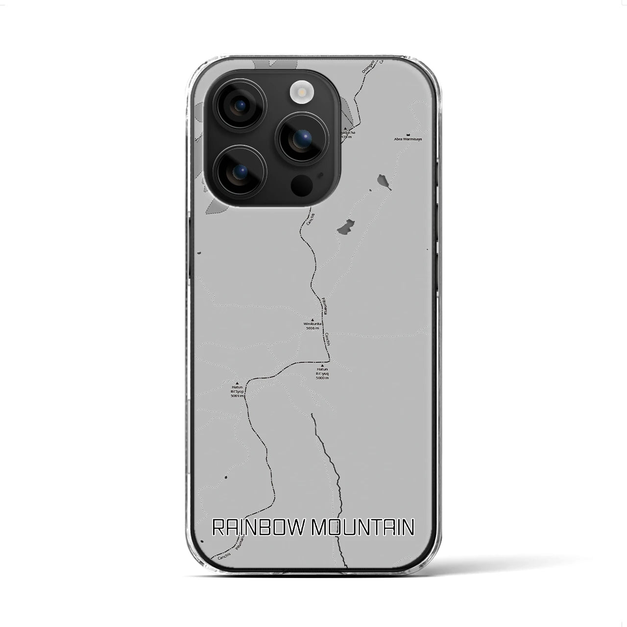 【レインボーマウンテン(ペルー)】地図柄iPhoneケース(クリアタイプ)