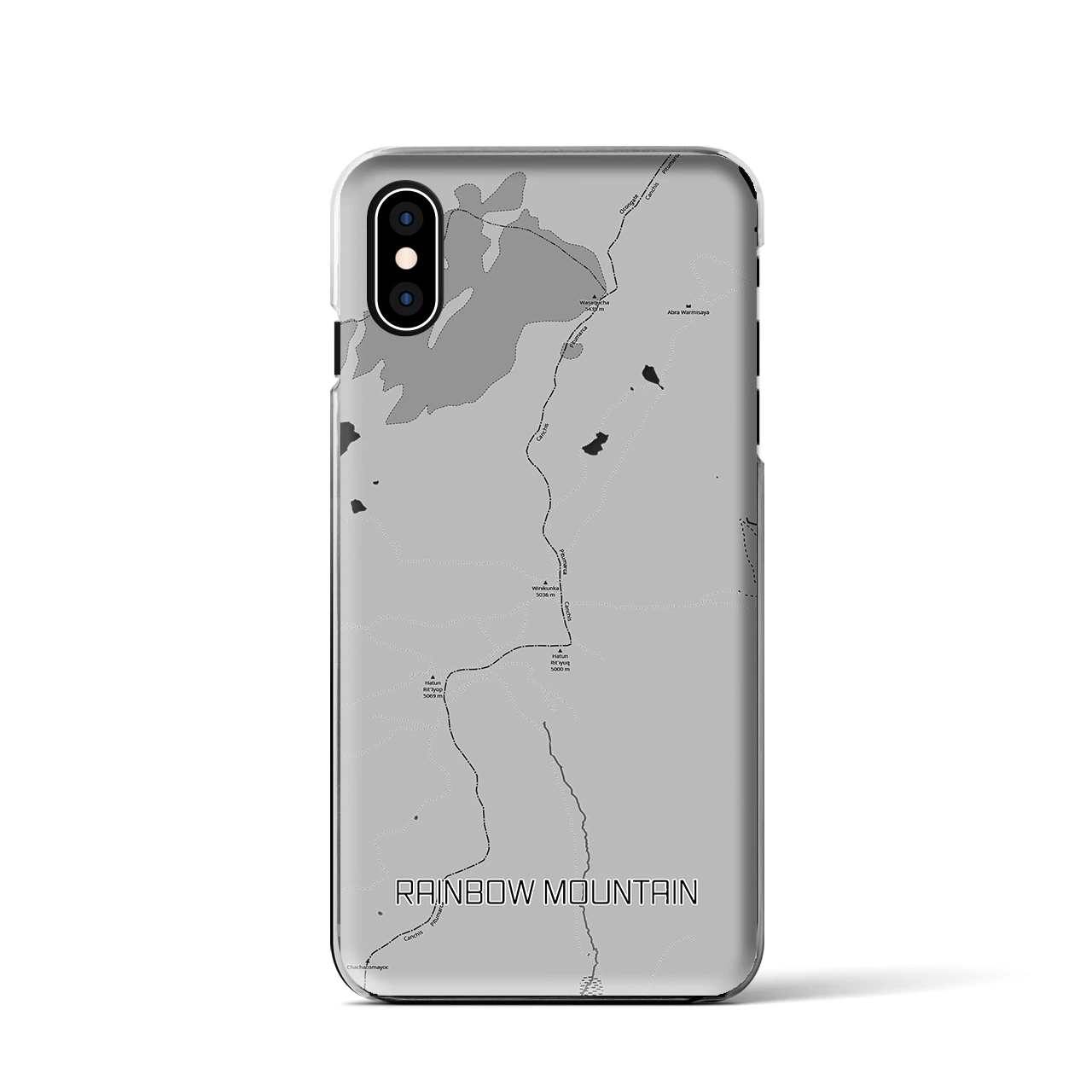【レインボーマウンテン(ペルー)】地図柄iPhoneケース(クリアタイプ)