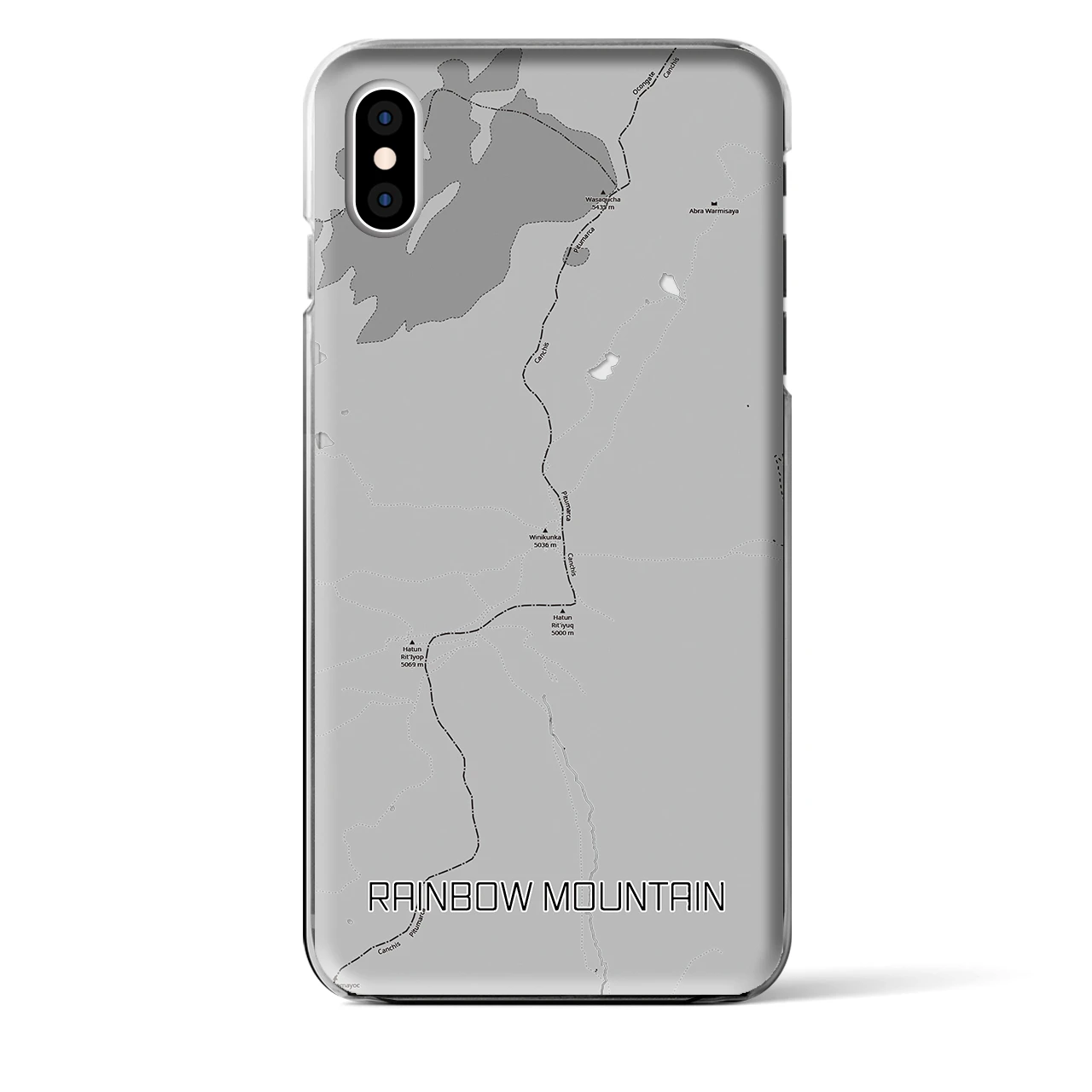 【レインボーマウンテン(ペルー)】地図柄iPhoneケース(クリアタイプ)