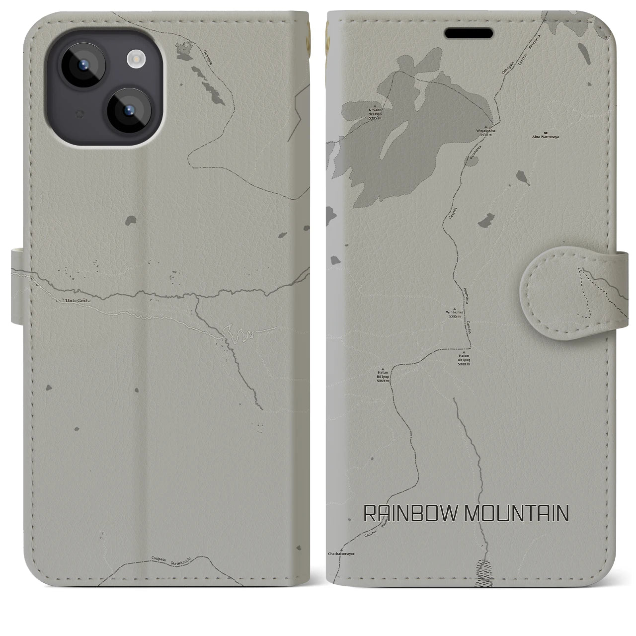 【レインボーマウンテン(ペルー)】地図柄iPhoneケース(手帳タイプ)