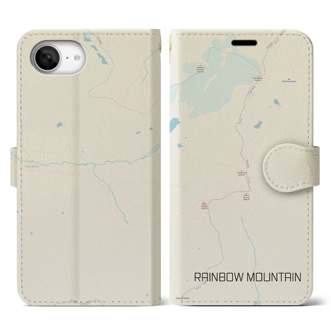 【レインボーマウンテン(ペルー)】地図柄iPhoneケース(手帳タイプ)