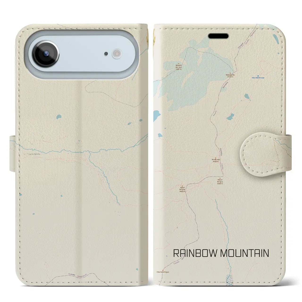 【レインボーマウンテン(ペルー)】地図柄iPhoneケース(手帳タイプ)