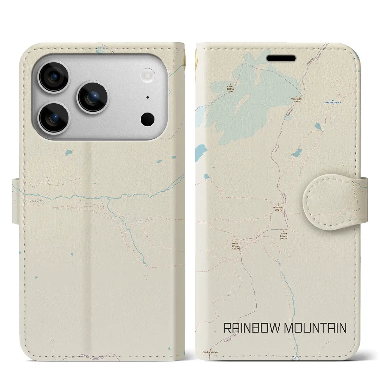 【レインボーマウンテン(ペルー)】地図柄iPhoneケース(手帳タイプ)