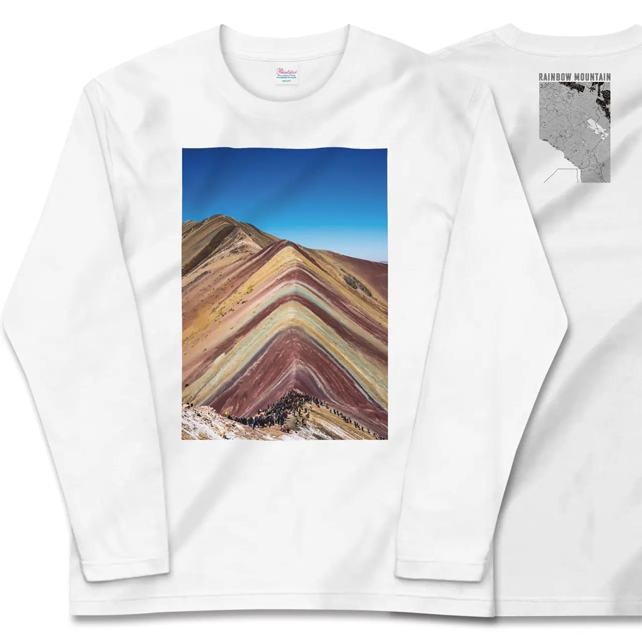 【レインボーマウンテン(ペルー)】Map World ロングスリーブTシャツ