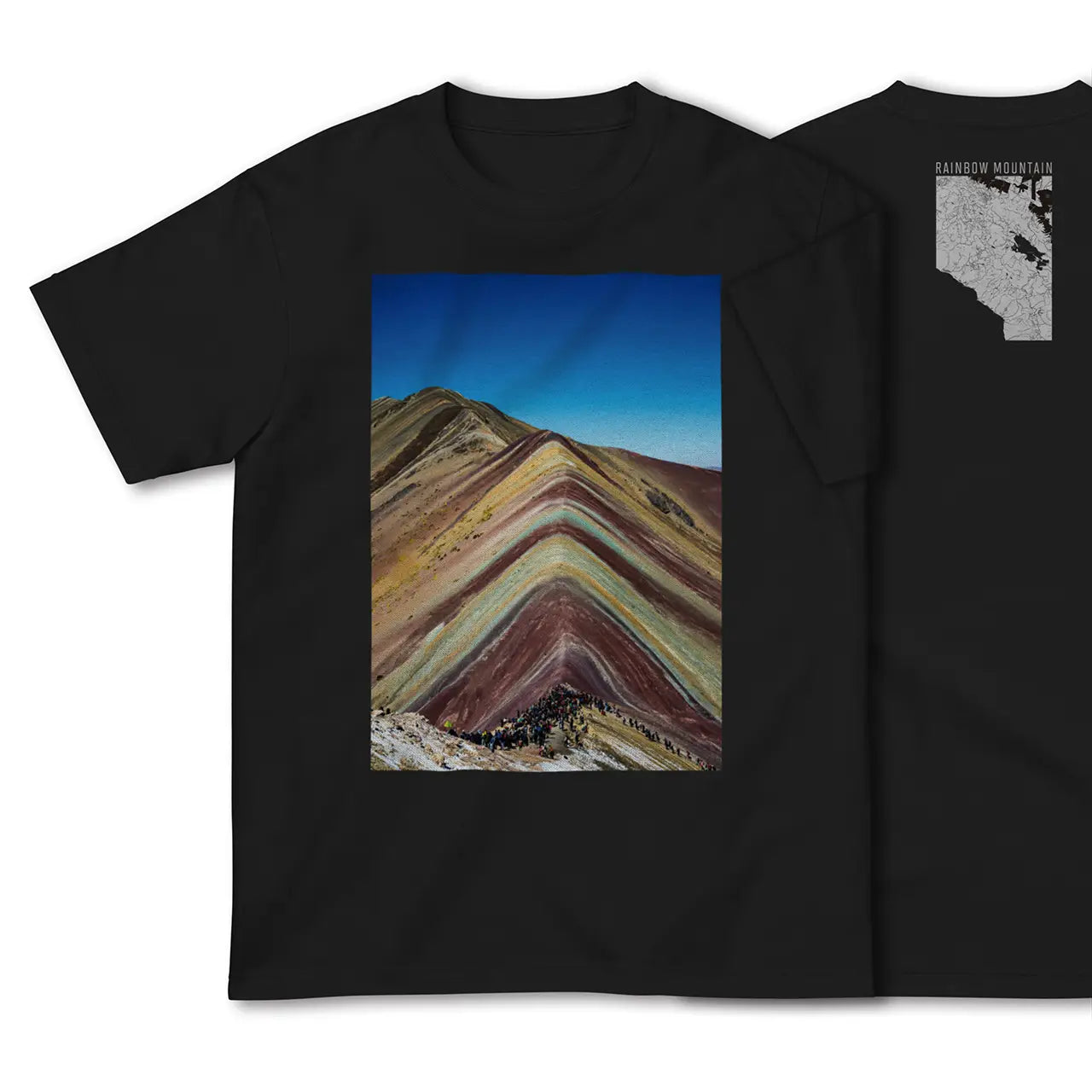 【レインボーマウンテン(ペルー)】Map World ハイクオリティTシャツ