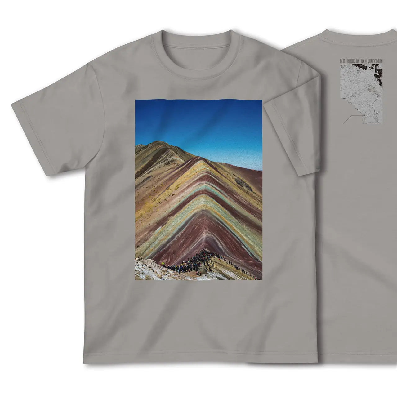 【レインボーマウンテン(ペルー)】Map World ハイクオリティTシャツ