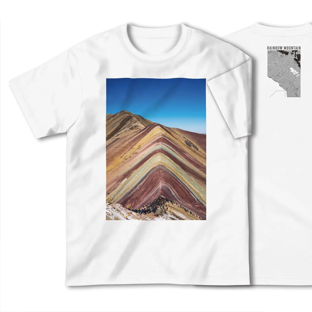 【レインボーマウンテン(ペルー)】Map World ハイクオリティTシャツ