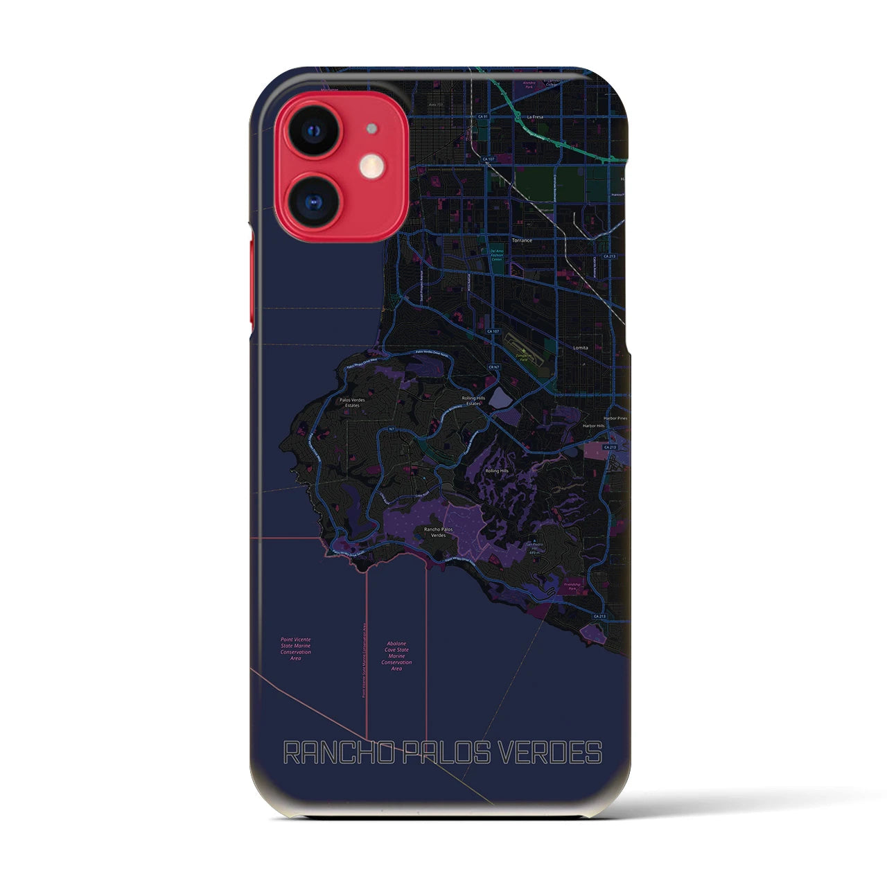 【ランチョ・パロス・ベルデス(アメリカ)】地図柄iPhoneケース(バックカバータイプ)
