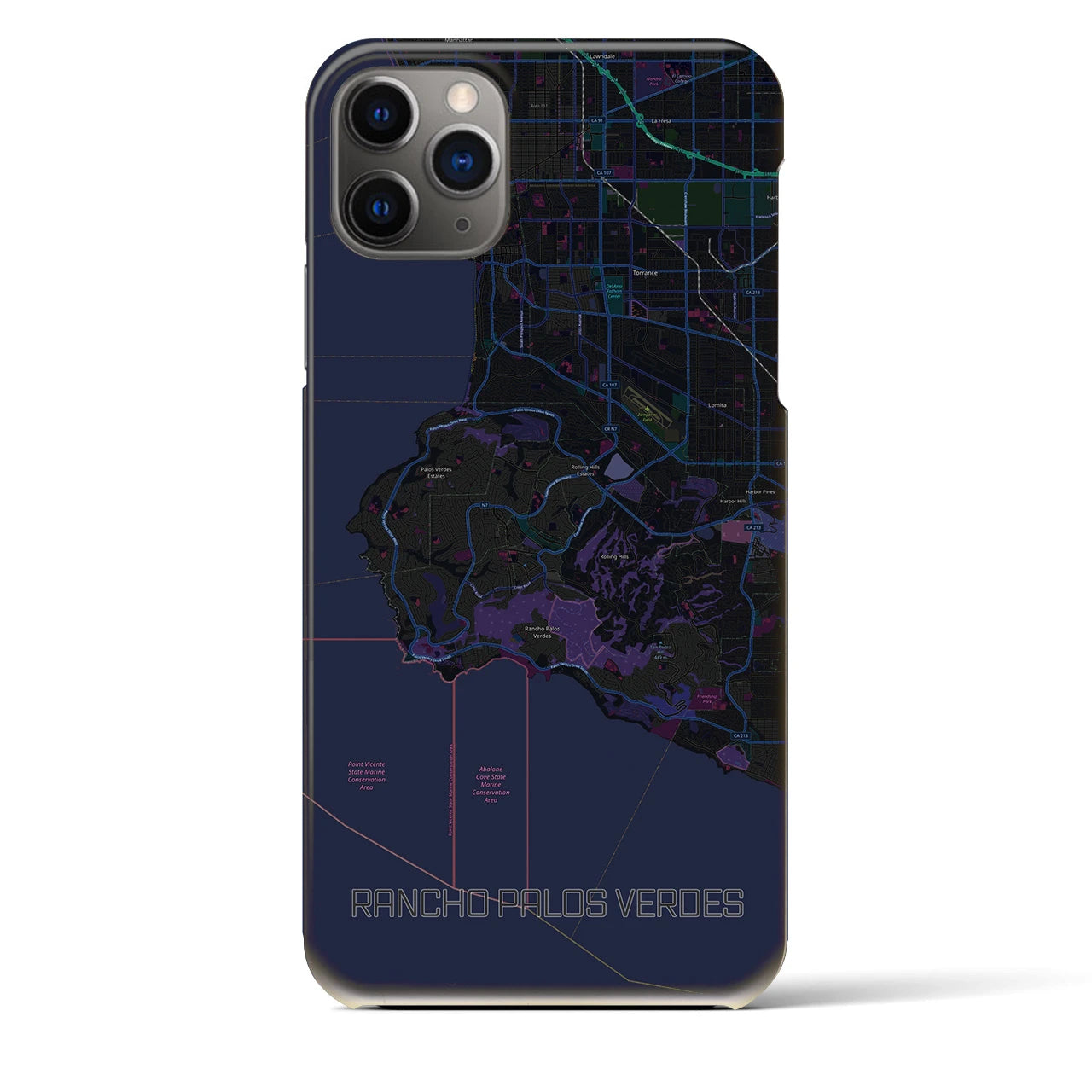 【ランチョ・パロス・ベルデス(アメリカ)】地図柄iPhoneケース(バックカバータイプ)
