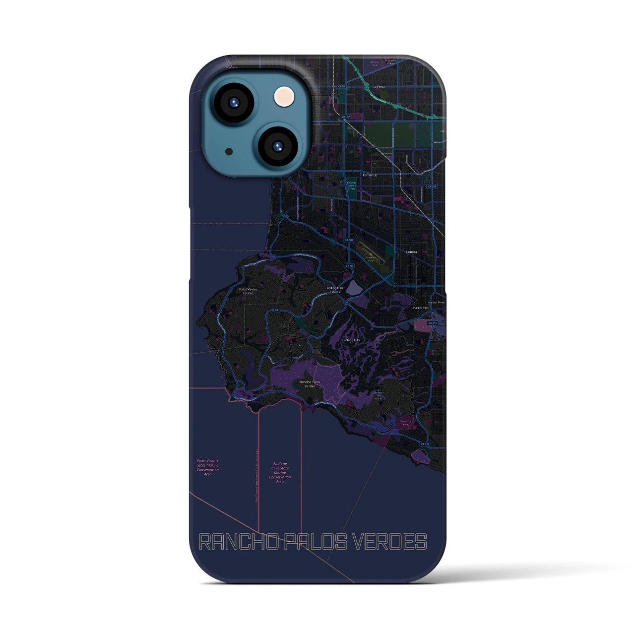 【ランチョ・パロス・ベルデス(アメリカ)】地図柄iPhoneケース(バックカバータイプ)