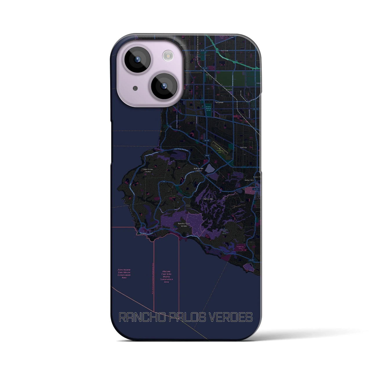 【ランチョ・パロス・ベルデス(アメリカ)】地図柄iPhoneケース(バックカバータイプ)