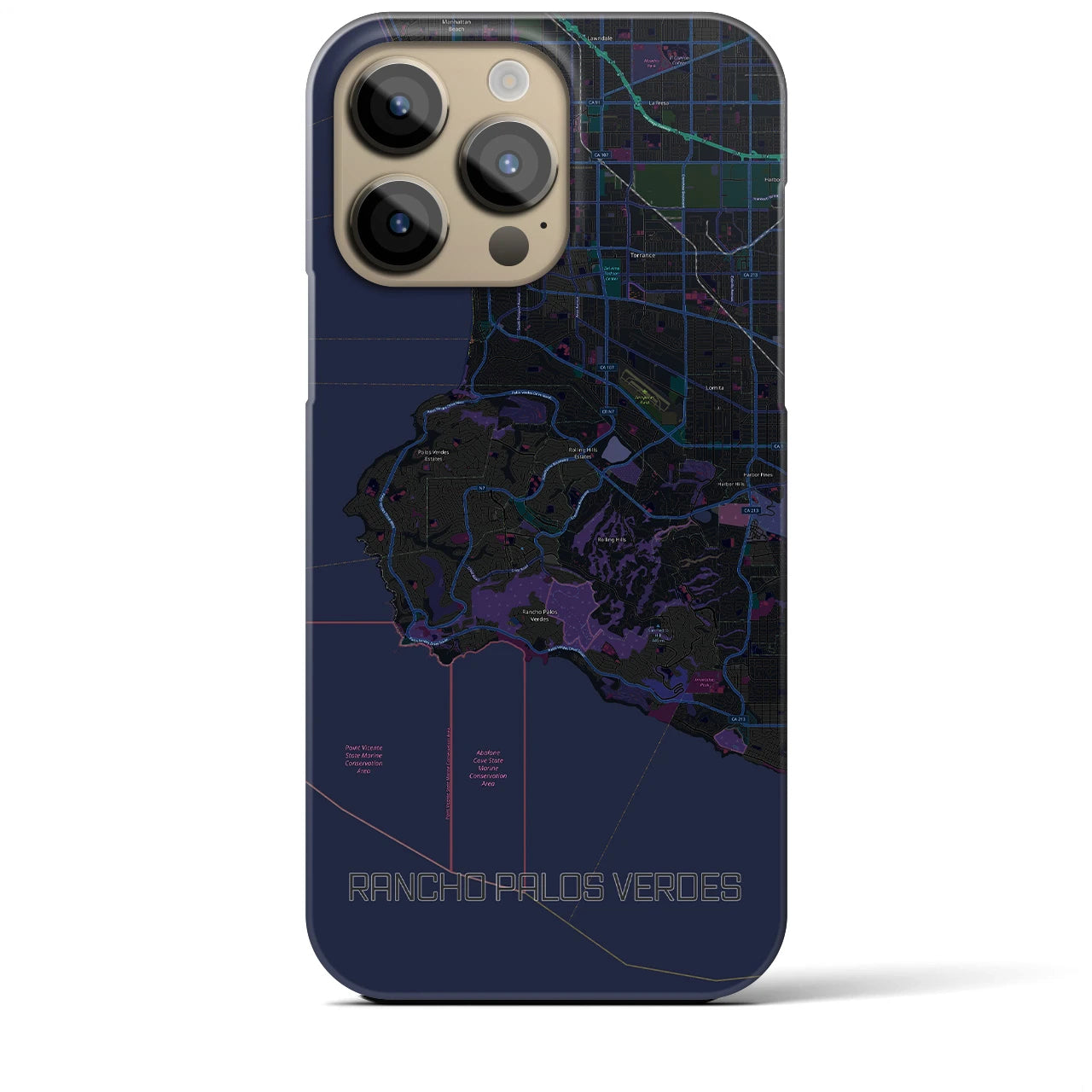 【ランチョ・パロス・ベルデス(アメリカ)】地図柄iPhoneケース(バックカバータイプ)