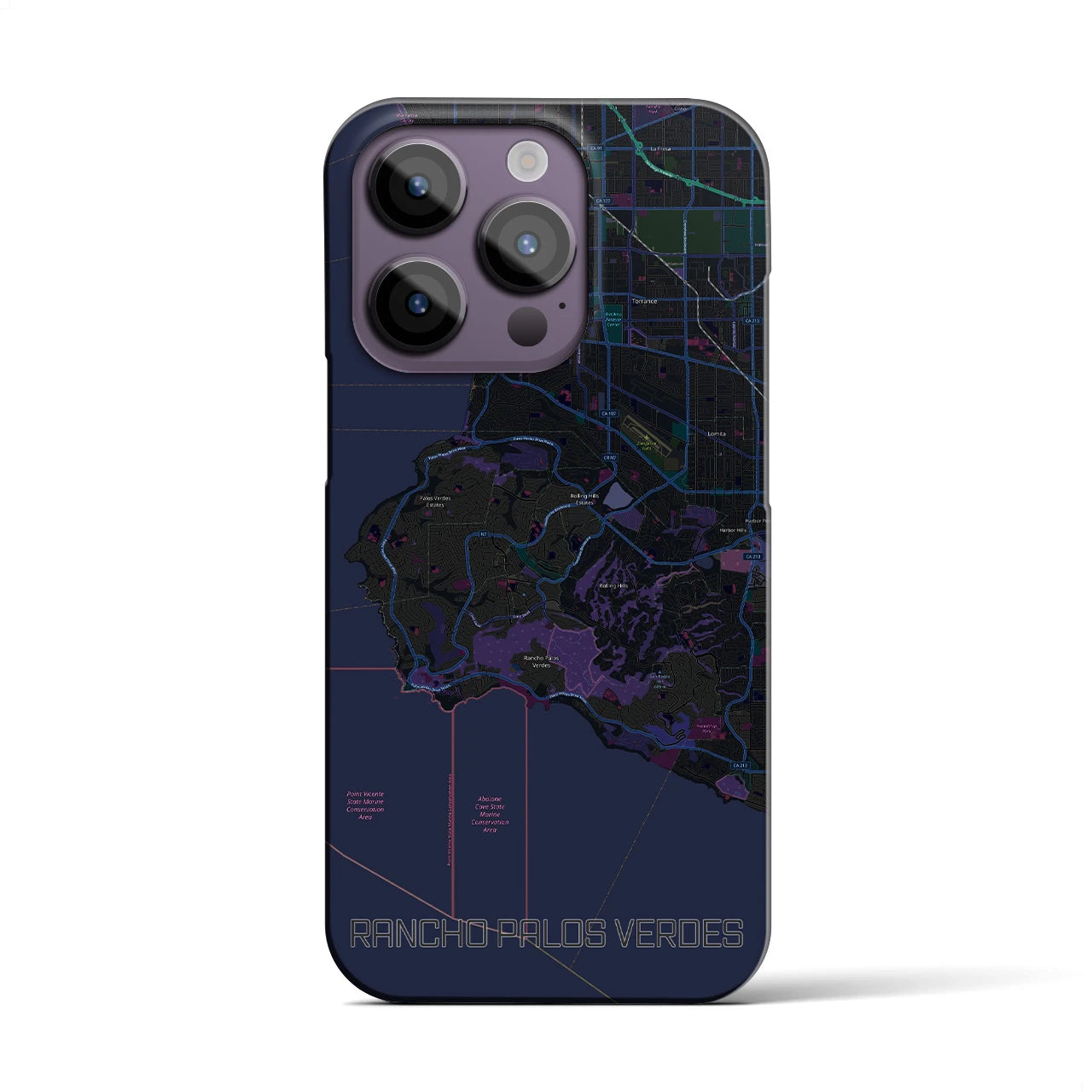【ランチョ・パロス・ベルデス(アメリカ)】地図柄iPhoneケース(バックカバータイプ)