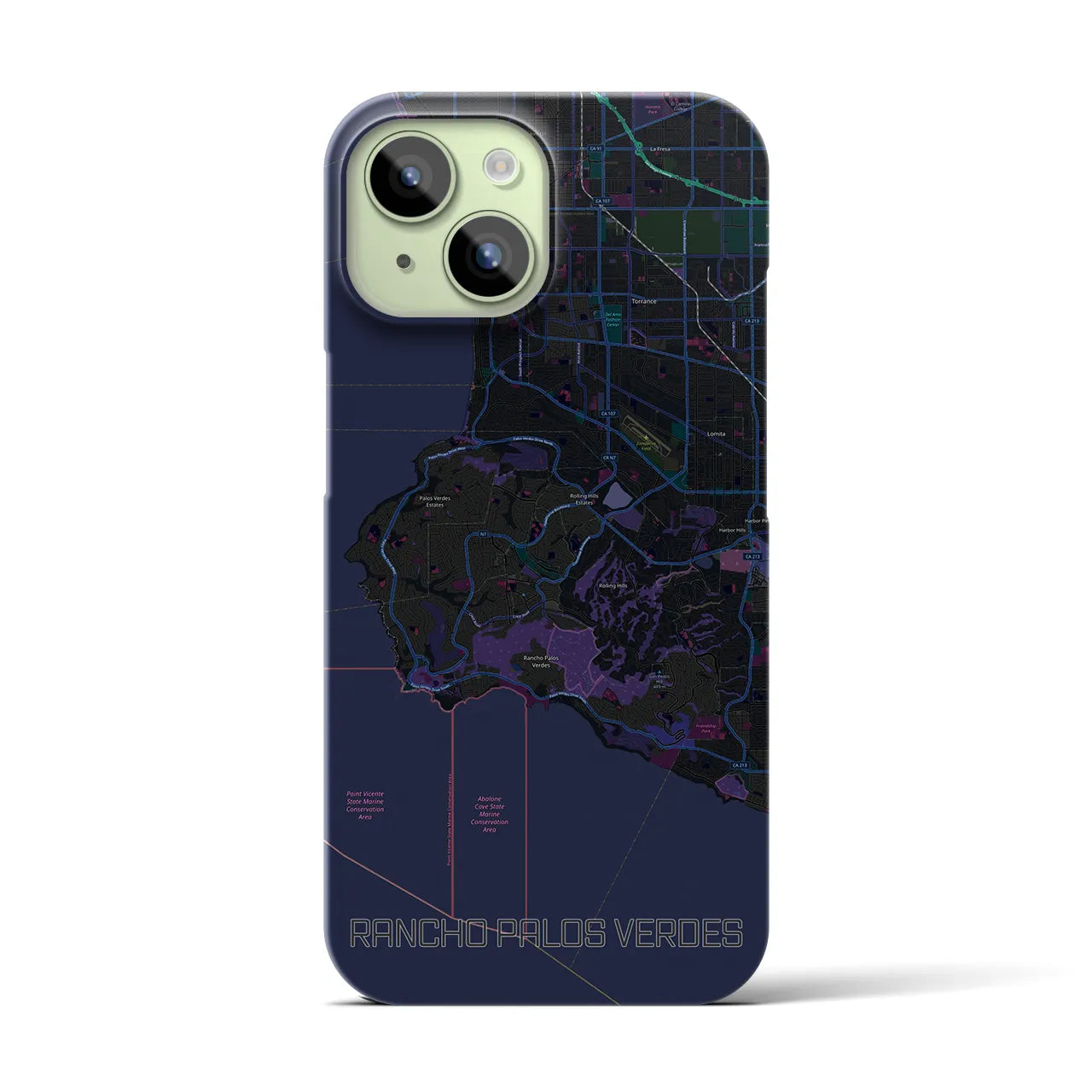 【ランチョ・パロス・ベルデス(アメリカ)】地図柄iPhoneケース(バックカバータイプ)