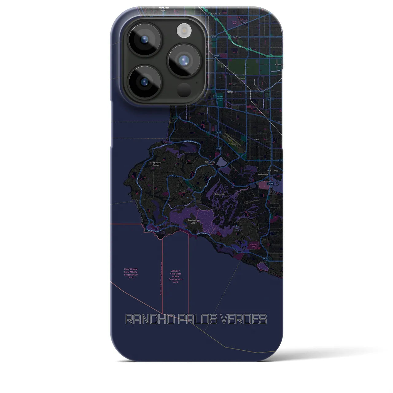 【ランチョ・パロス・ベルデス(アメリカ)】地図柄iPhoneケース(バックカバータイプ)