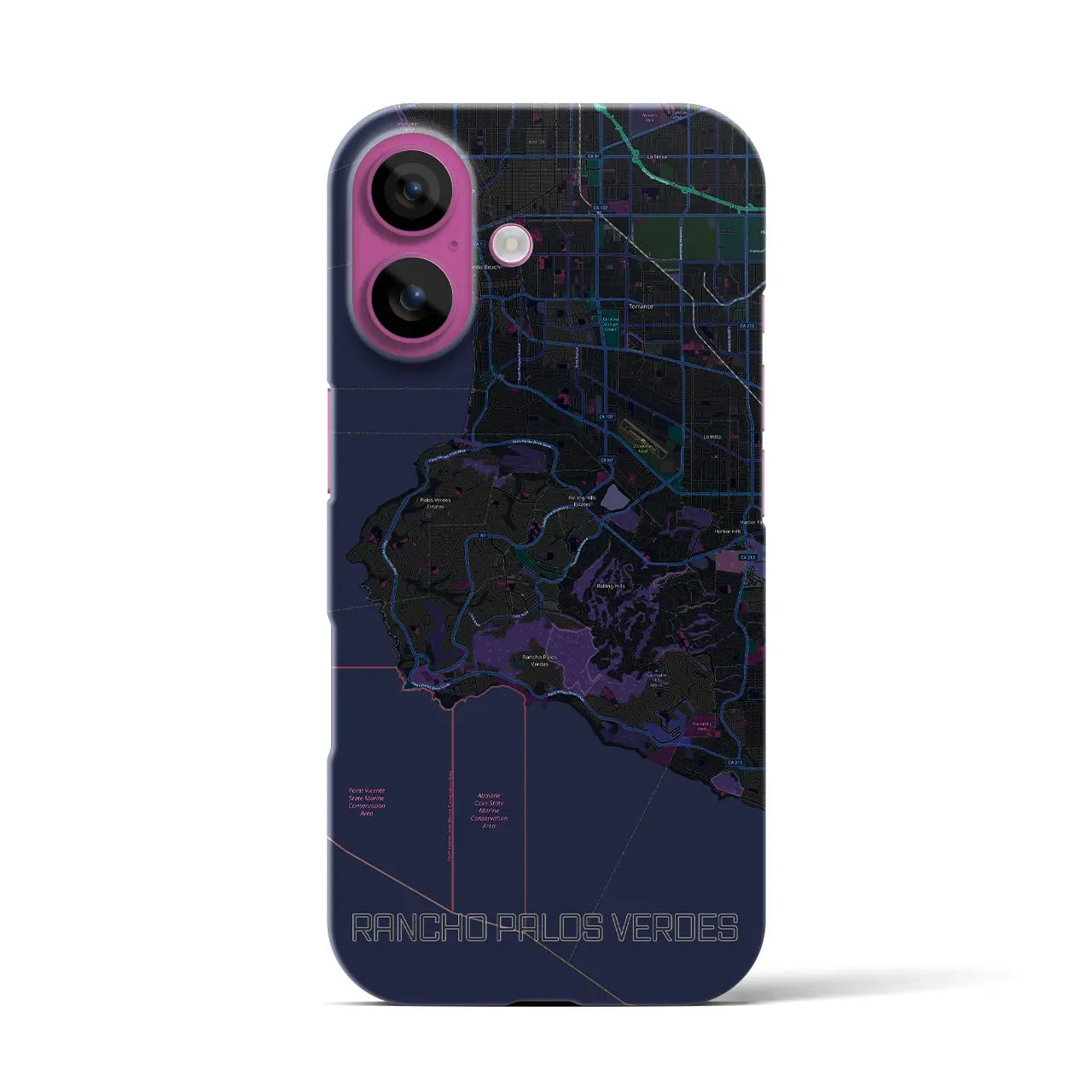 【ランチョ・パロス・ベルデス(アメリカ)】地図柄iPhoneケース(バックカバータイプ)
